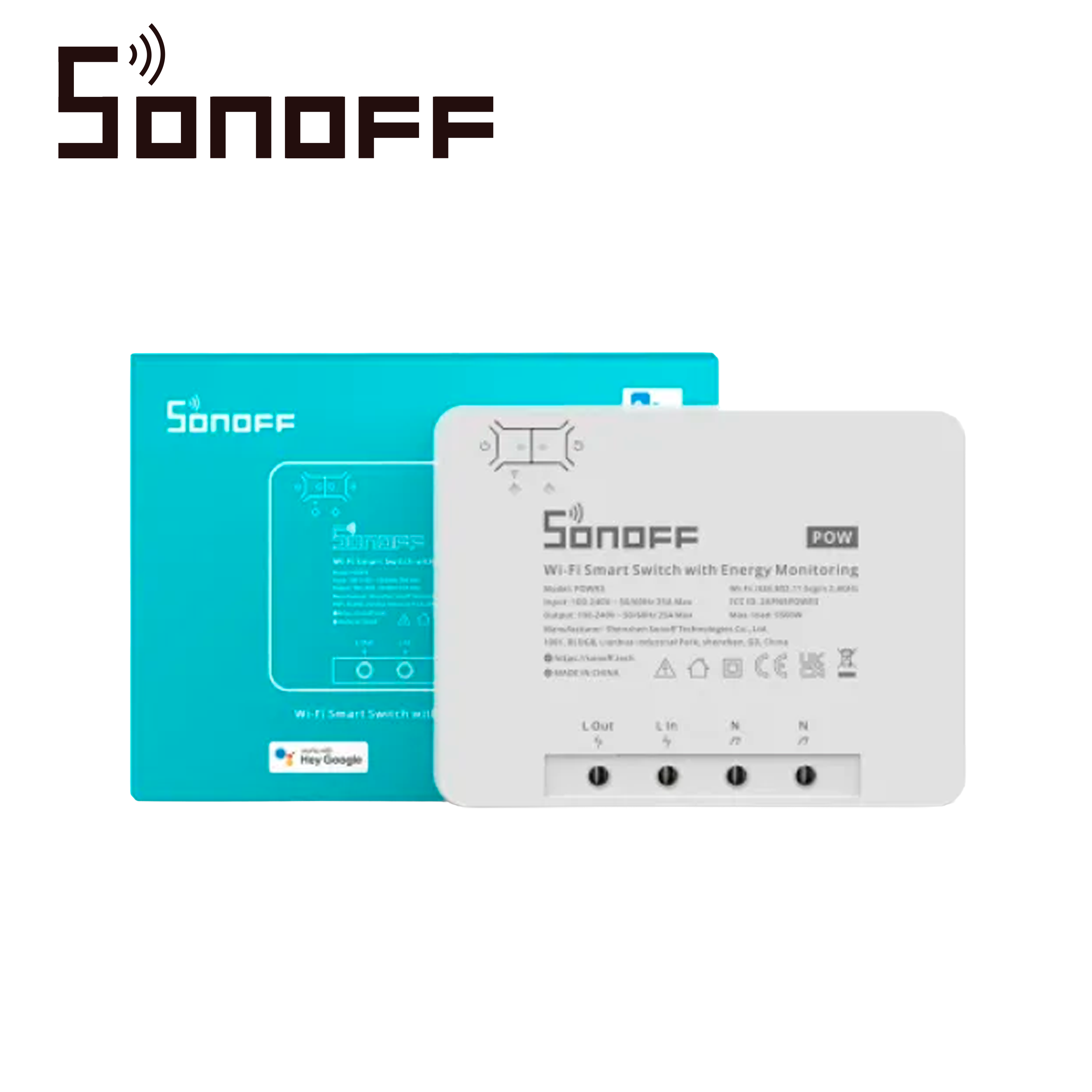INTERRUPTOR INTELIGENTE ON/OFF DE POTENCIA SONOFF POWR3 / 1CH ON/OFF / MONITOREO Y CONTROL DE CONSUMO ELECTRICO / WIFI 2.4GHZ / COLOR BLANCO / COMPATIBLE CON ALEXA/GOOGLE HOME/IFTTT / APP IOS Y ANDROID / HASTA 25AMP