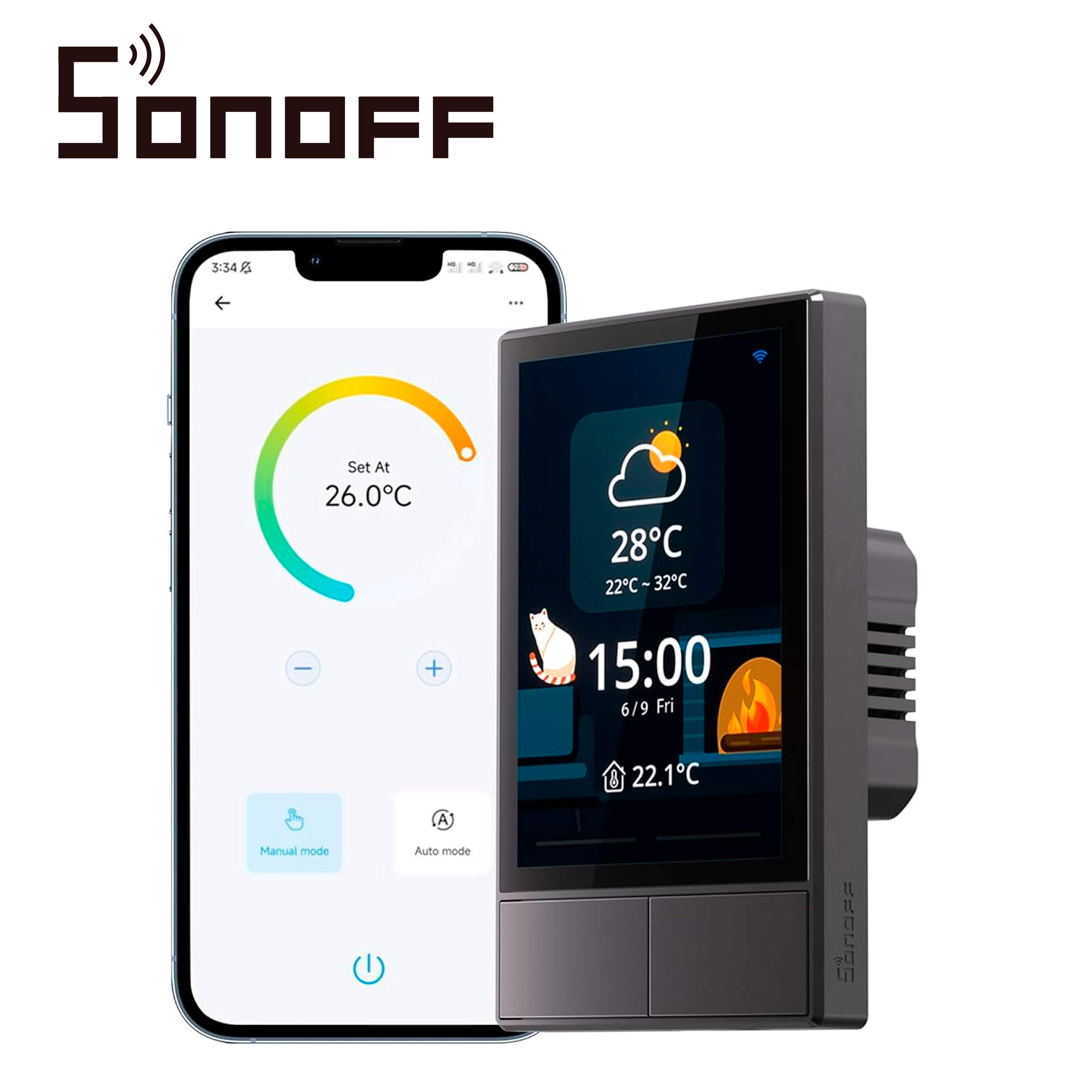 Apagador Inteligente De 2 Unidades Con Pantalla Tactil Wifi 2.4 Ghz + Bluetooth Sonoff Nspanel-us Capaz De Controlar Hasta 8 Dispositivos Sonoff O Escenas Inteligentes