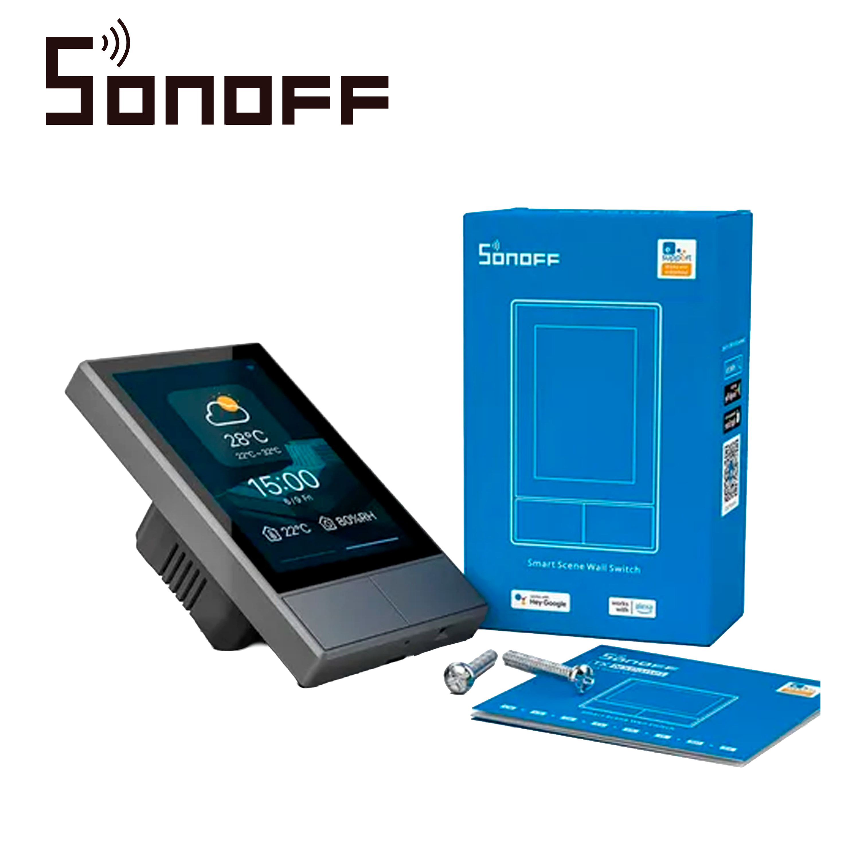 Apagador Inteligente De 2 Unidades Con Pantalla Tactil Wifi 2.4 Ghz + Bluetooth Sonoff Nspanel-us Capaz De Controlar Hasta 8 Dispositivos Sonoff O Escenas Inteligentes
