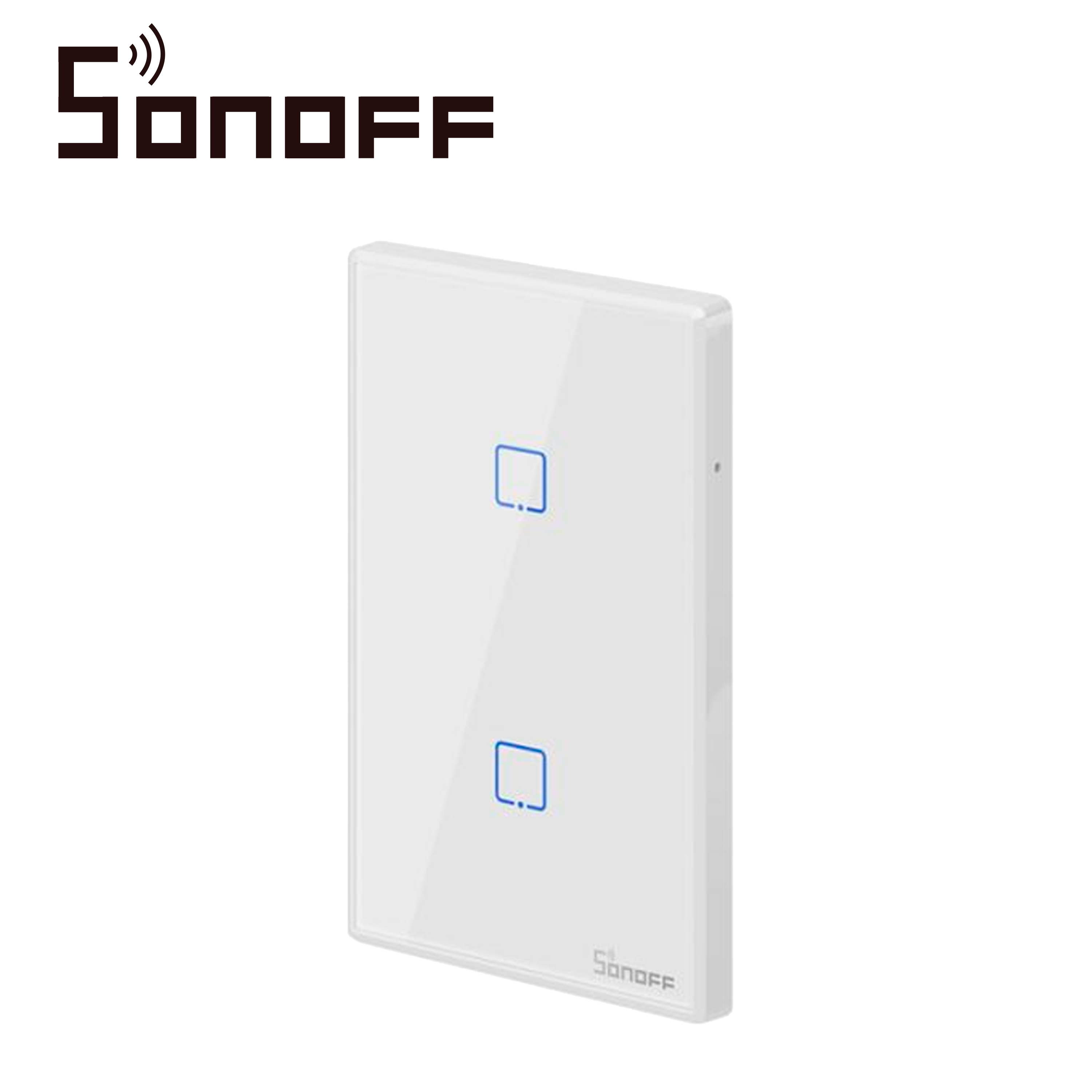 APAGADOR DE PARED TOUCH ON/OFF SONOFF T2US2C-TX / INALAMBRICO WIFI SMART HOME / TEMPORIZADOR PARA IOS Y ANDROID COMPATIBLE CON ALEXA/GOOGLE HOME/IFTTT / 2CH WIFI 2.4GHZ / RF 433 HASTA 2AMP POR