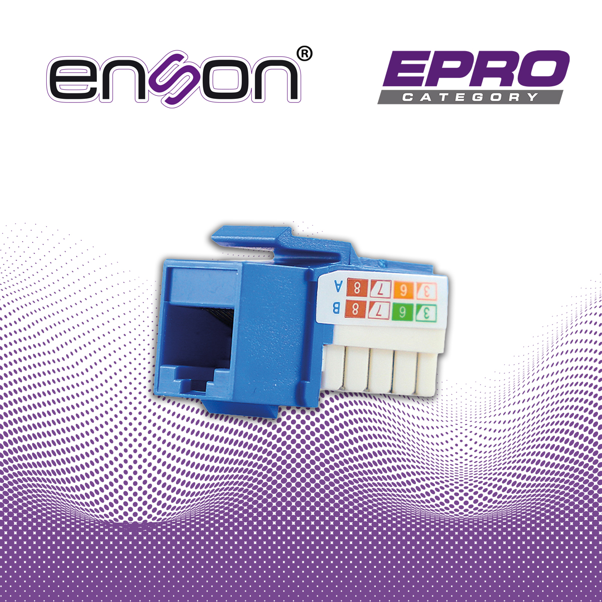 Conector Modular Jack Keystone RJ45 Enson Epro-jack6a-bl Serie Pro, Posicion Vertical Cat6a Color Azul Compatible Con Placas Enson Epro-fp
