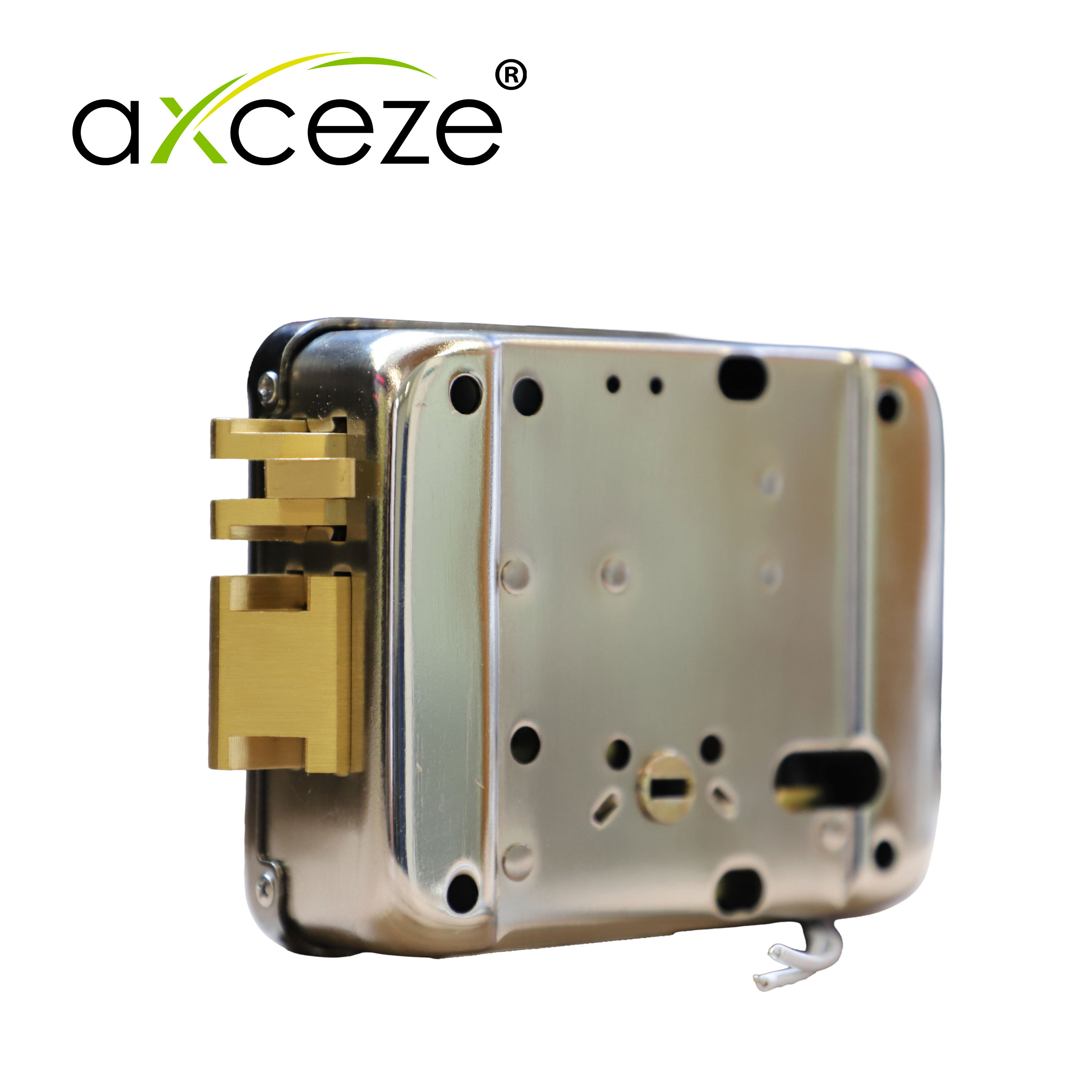 CERRADURA ELECTROMECANICA AXCEZE AX-LOCKR  ORIENTACION DERECHA INSTALACION  SOBRE PONER  APERTURA INTERNA POR BOTON FABRICADA EN ACERO