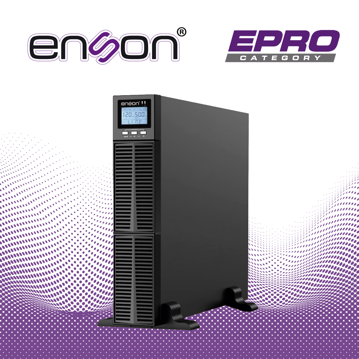 UPS ENSON ENS-OL2000RT / 2000VA-2000W / TOPOLOGIA ON-LINE DOBLE CONVERSION / FACTOR DE POTENCIA 1.0 / PANTALLA LCD / VOLTAJE DE ENTRADA-SALIDA 100V - 110V - 120V - 127V