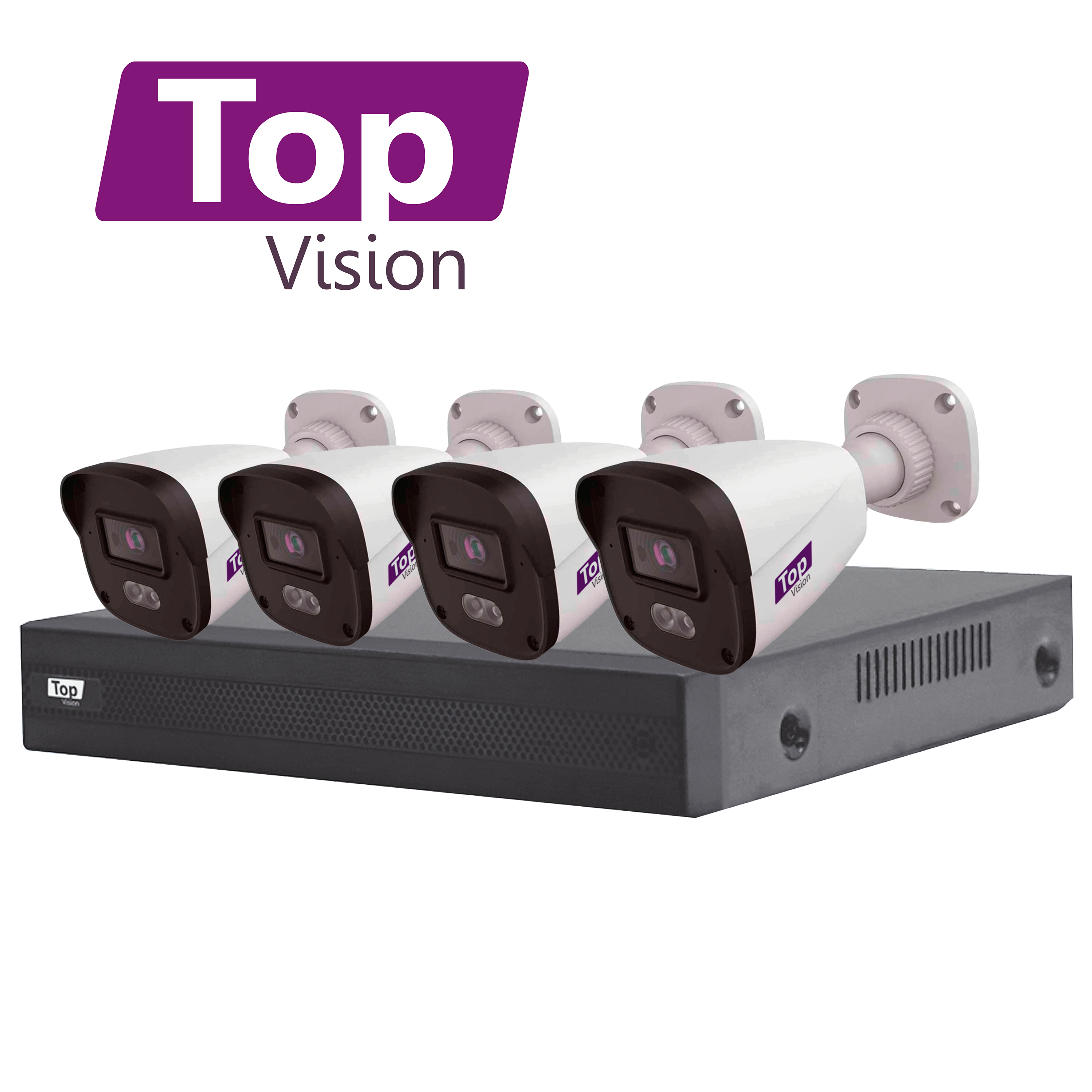 Kit 4X4 Top24adlkit Topvision Incluye 1 DVR Xvr-204ai 4CH 1080 Lite Audio Por Coaxial O UTP / Analitica Basica Integrada Smd / Cruce De Linea / Intrusion / Deteccion De Objetivo + 4 Camaras HD Topvision Bullet Tbdl202a 2MP 2.8MM Luz Dual / Microfono Integrado / Carcasa Plastica / Ip67 / 12VCD + 4 Cables Preponchados Bnc/alimentacion 18M + Fuente De Poder + Distribuidor De Energia Imagen A Color 24/7 **sin Hdd**