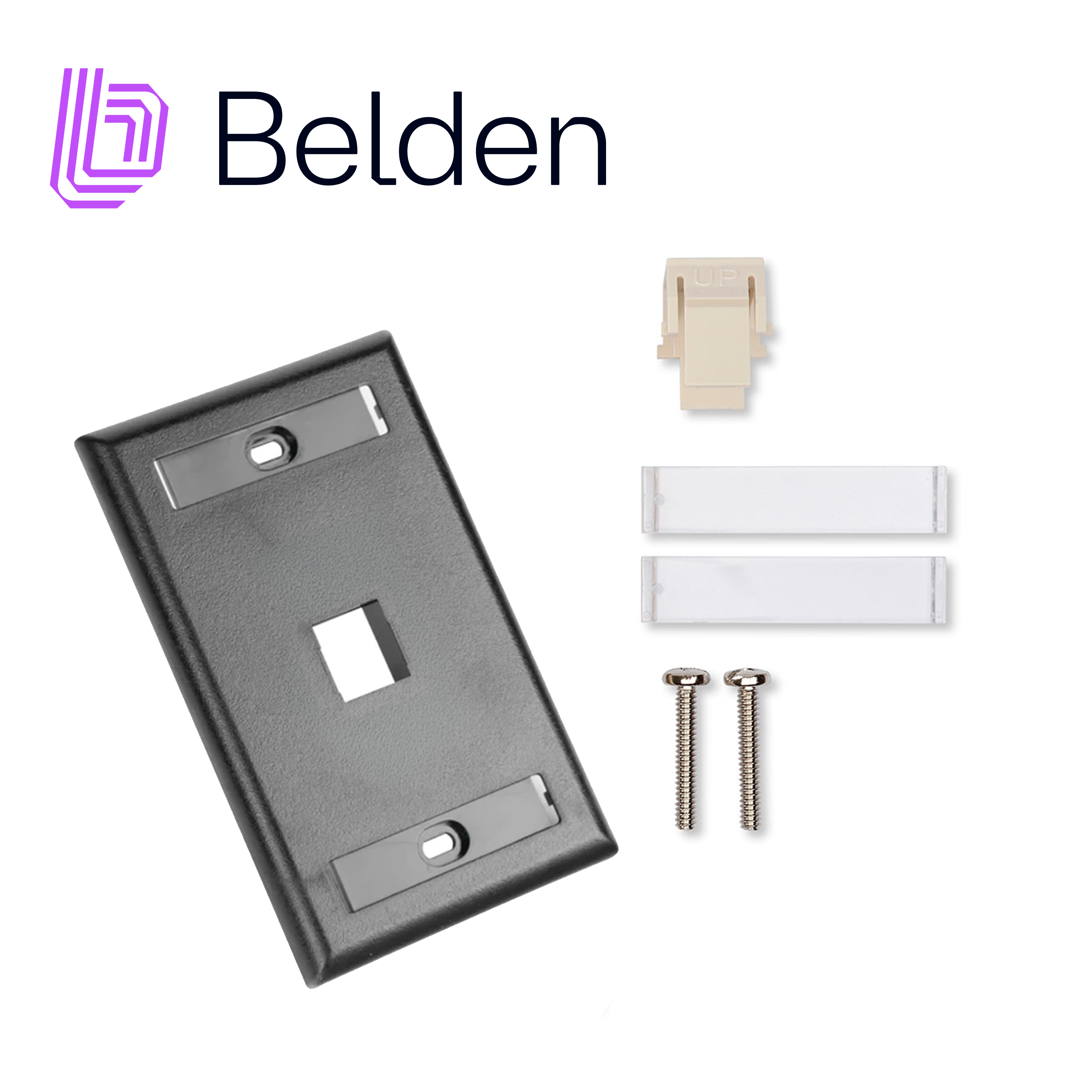 PLACA DE PARED (FACEPLATE) BELDEN AX104160 / INTERIOR / NEGRO /1 PUERTO / PIEZA
