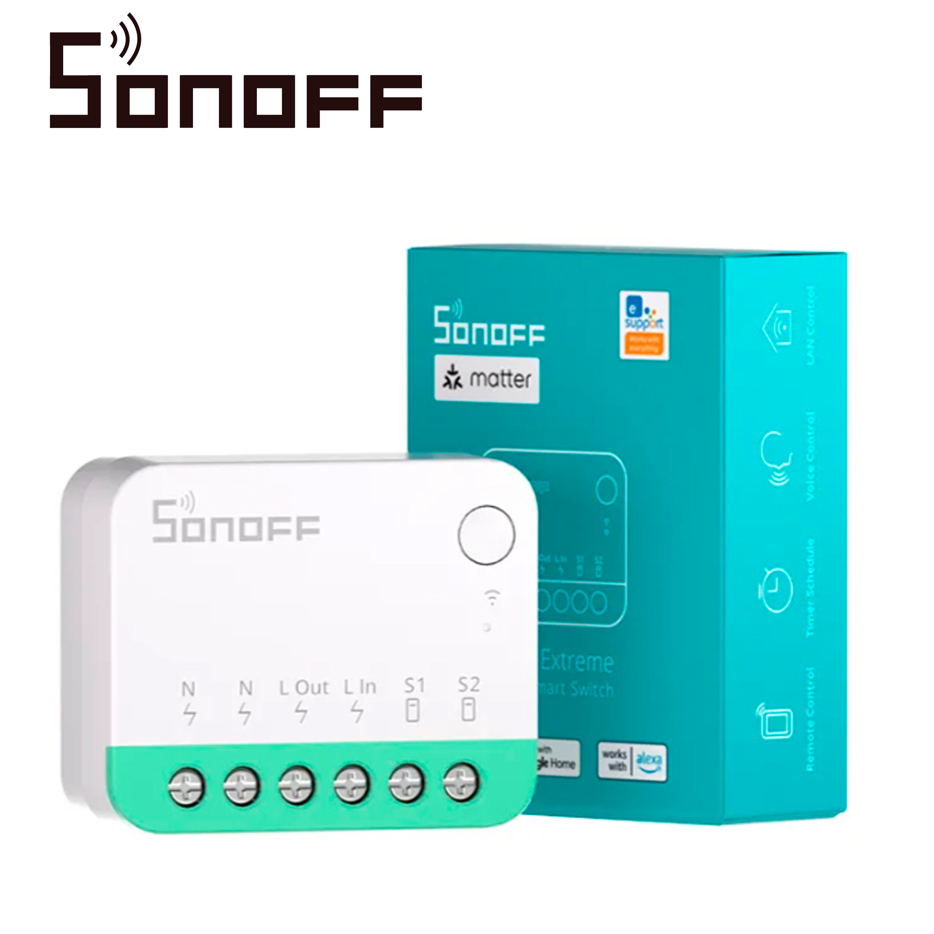 Mini Interruptor Inwall On/off Sonoff Minir4m / Wifi 2.4GHZ/ Matter / Controla Un Apagador / Solucion De Smart Home / Compatible Con Google Home / Alexa / Apple Home /corriente Maxima 10 Amp