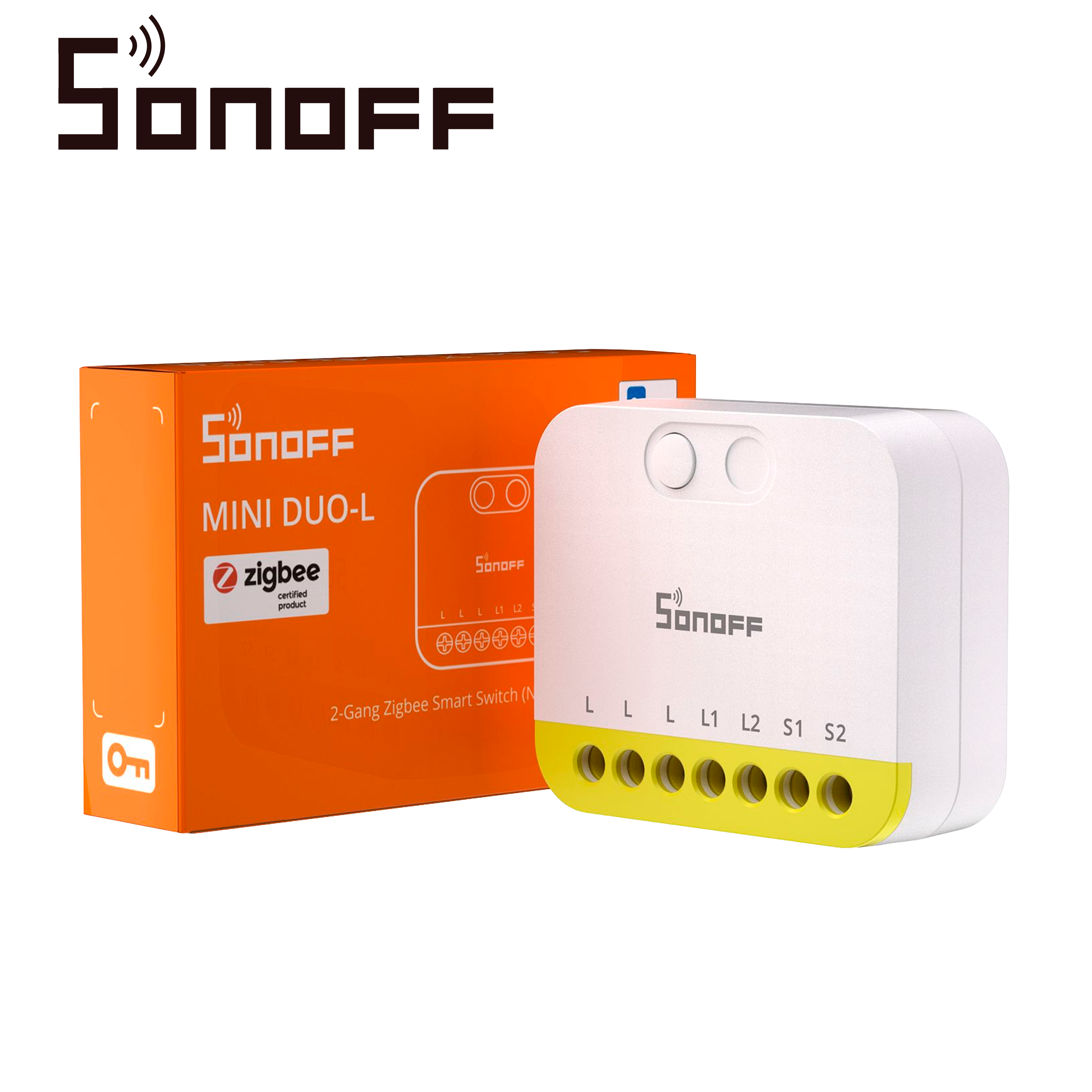 Mini Interruptor Inalambrico Sonoff Mini-zb2gs-l / Zigbee 3.0 / Con 2 Canales Independientes / No Necesita Neutro / Carga Total De 12 Ampere / Necesita Hub Zigbee