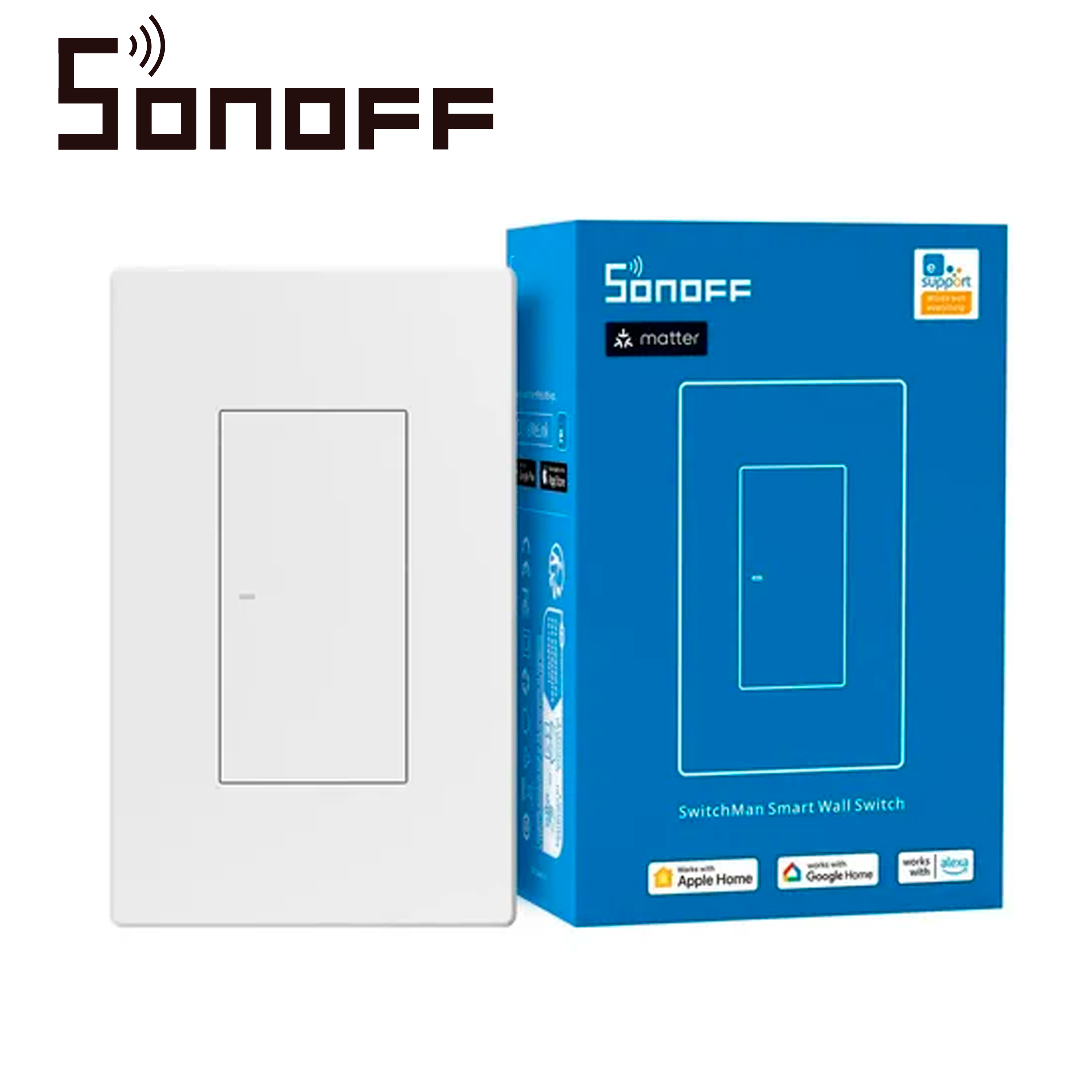 Apagador De Pared Touch Sonoff M5-1c-120w / 1 Canal On/off/ Matter/ Wifi 2.4GHZ / Compatible Con Google Home / Alexa/ Apple Home / Smartthings / Hasta 10 Amp Totales
