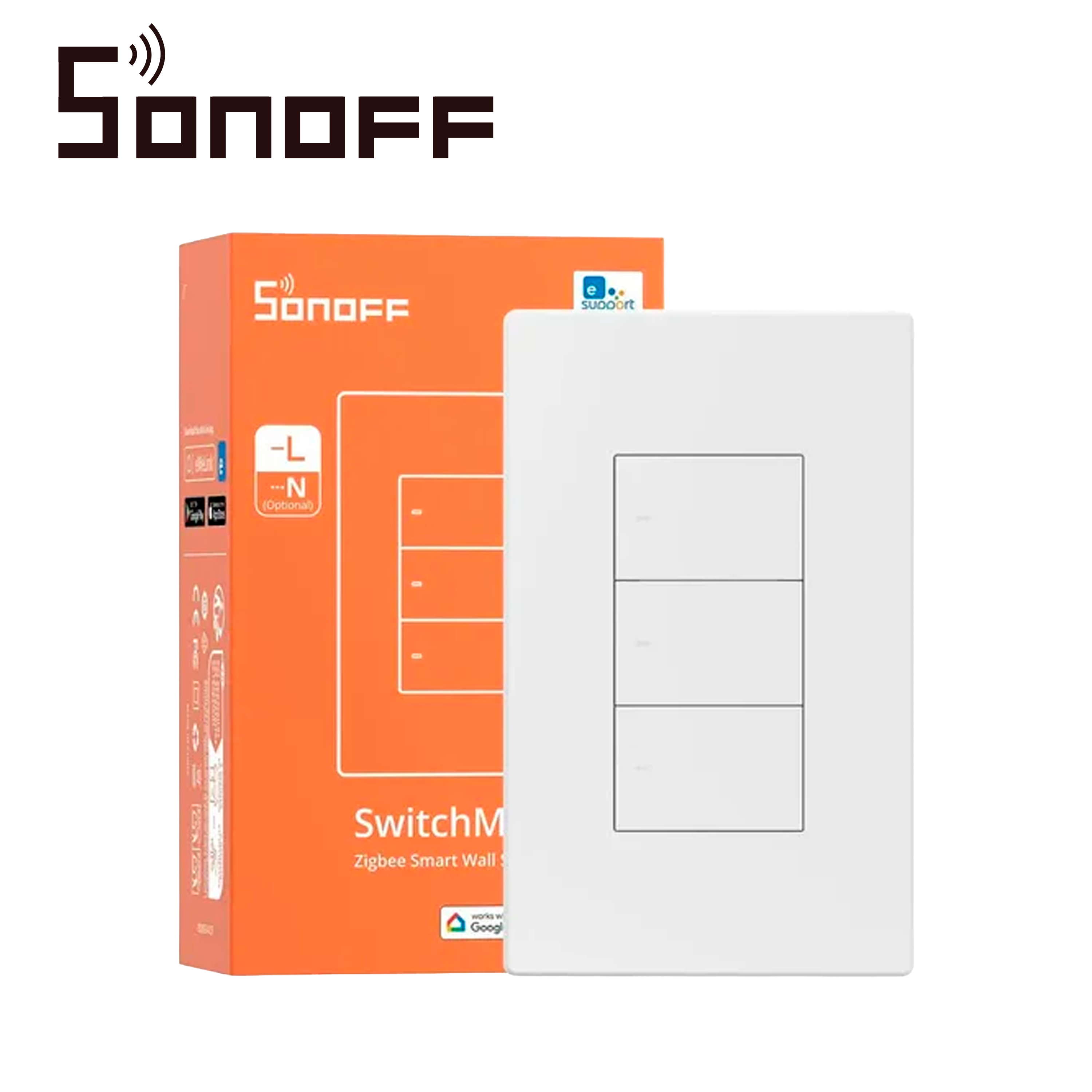 Apagador De Pared Touch Zigbee Sonoff Zbm5-3c-120w / Zigbee 3.0 / 3 Canales/ Soluciones De Smart Home/ Carga Maxima Total 10 Amp / Compatible Con Hub Zigbee