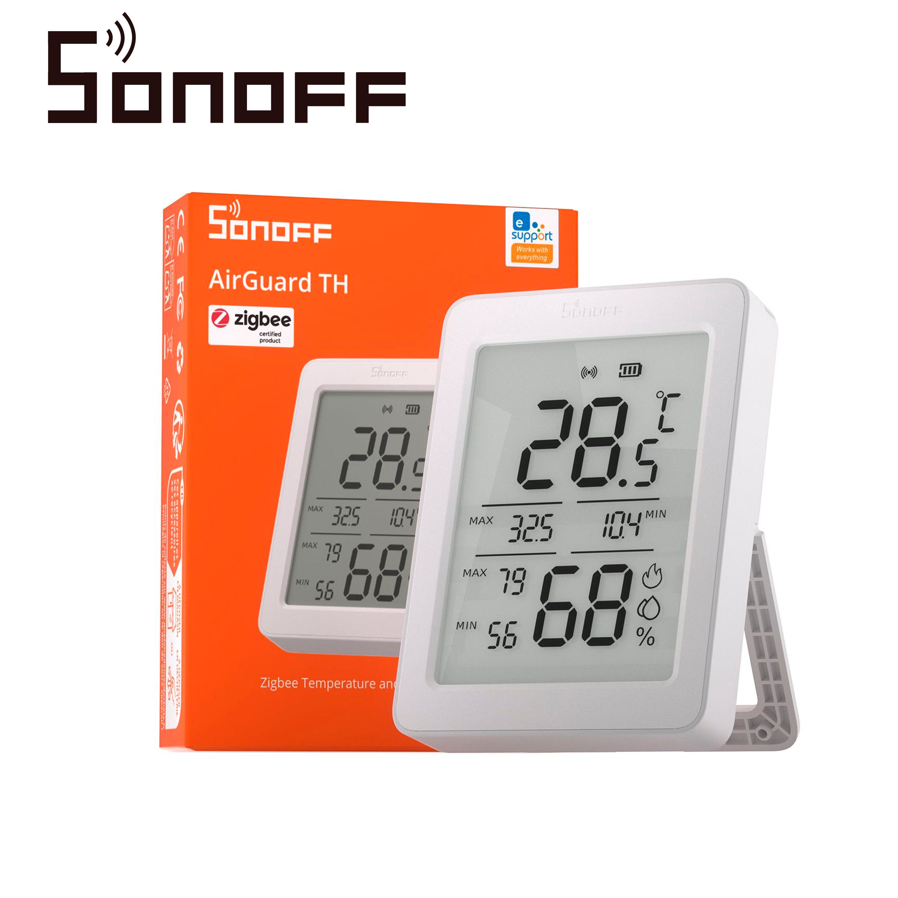 Sensor De Temperatura Y Humedad Sonoff Snzb-02dr2 / Zigbee 3.0/ Pantalla De 3.6 Pulgadas