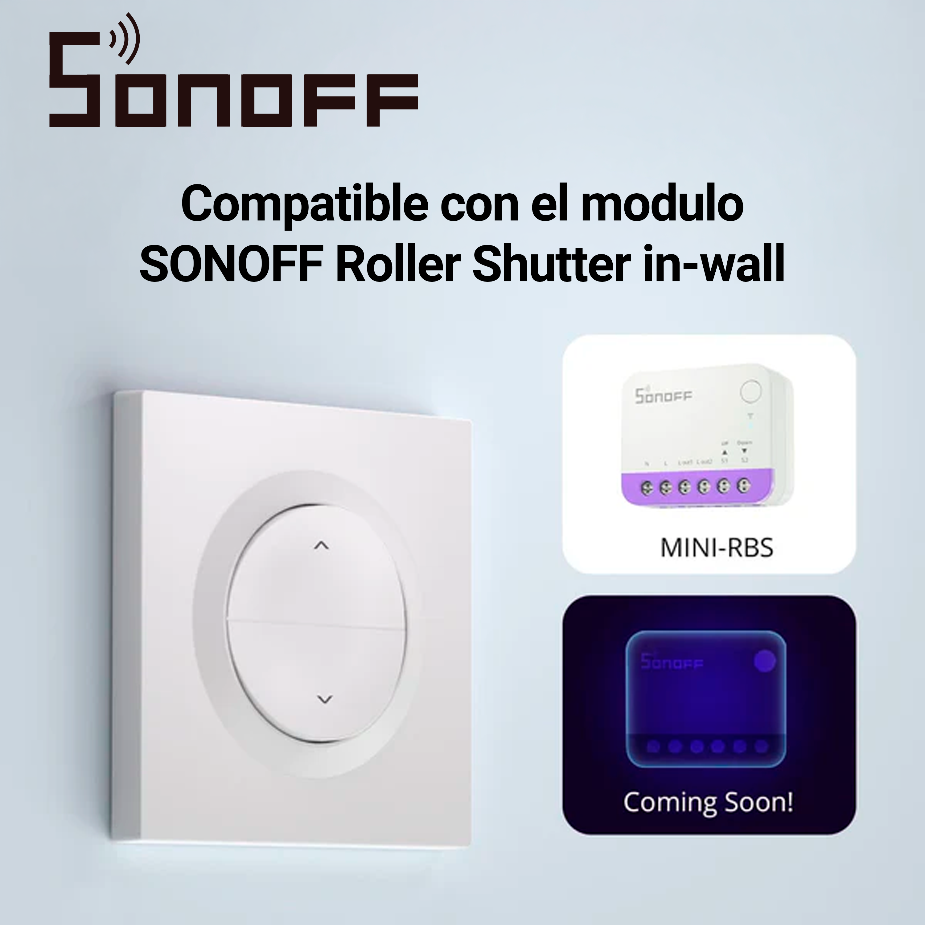 Caja De Interruptor De Pared Para Persianas Enrollables Sonoff Erbs/ Compatible Con Los Mini-rbs / Cuenta Con Un Espacio Para Colocar El Mini-rbs