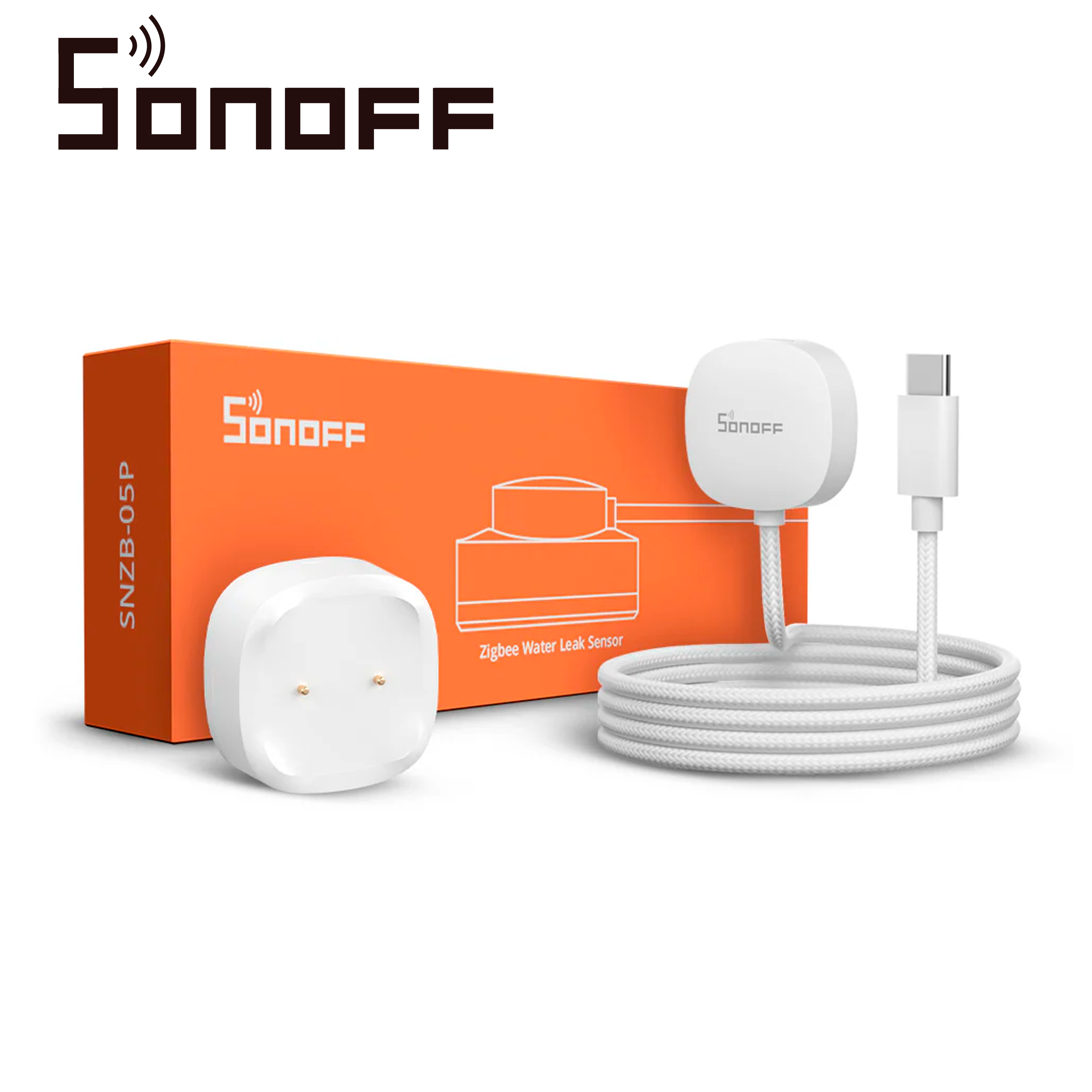 Sensor De Fuga De Agua Sonoffsnzb-05p / Zigbee3.0/ Para Soluciones De Smart Home / Compatible Con Alexa / Google Home / Home Assistant