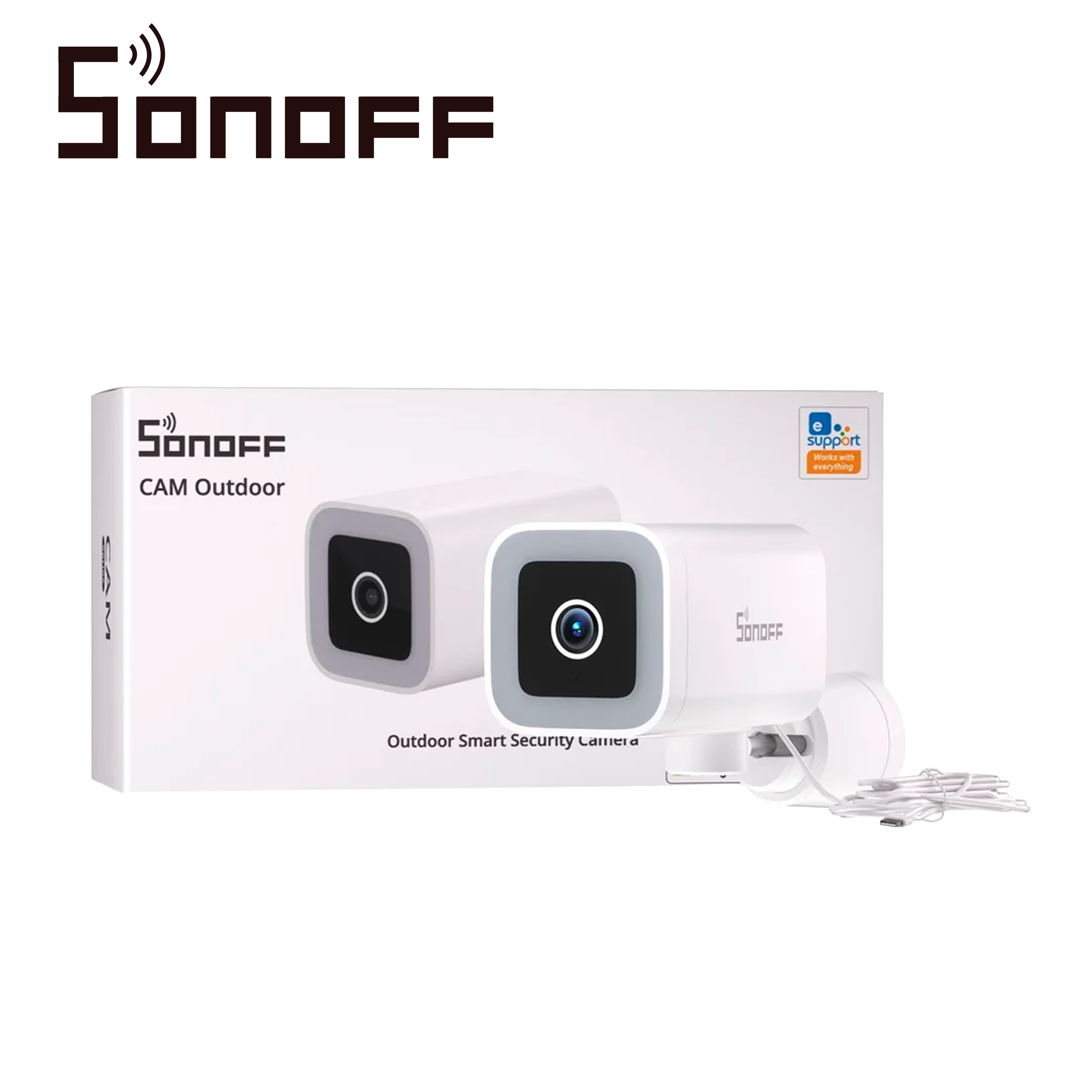 Camara De Seguridad Para Exteriores Sonoff Cam-b1p / Inalambrica Wifi/ Proteccion Ip65 / Resolucion 2K HD / Funciones De Deteccion Y Seguimiento De Movimiento Humano /compatible Con Alexa Y Google Home /requiere Adaptador De Energia/ Adaptador No Incluido