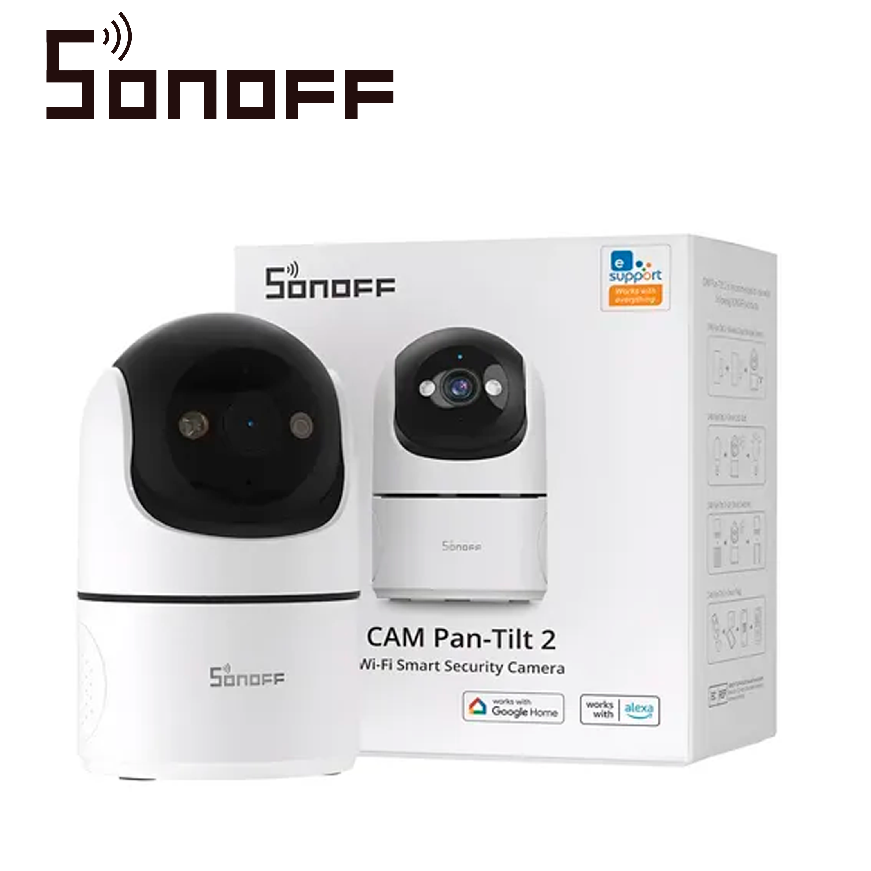 Camara De Seguridad Para Interiores Sonoff Cam-pt2/ Resolucion Full HD De 1080P/ Wifi 2.4 Ghz / Audio Bidireccional/ Con Ia Que Detecta El Movimiento Humano/ Requiere Adaptador De Energia / Adaptador No Incluido