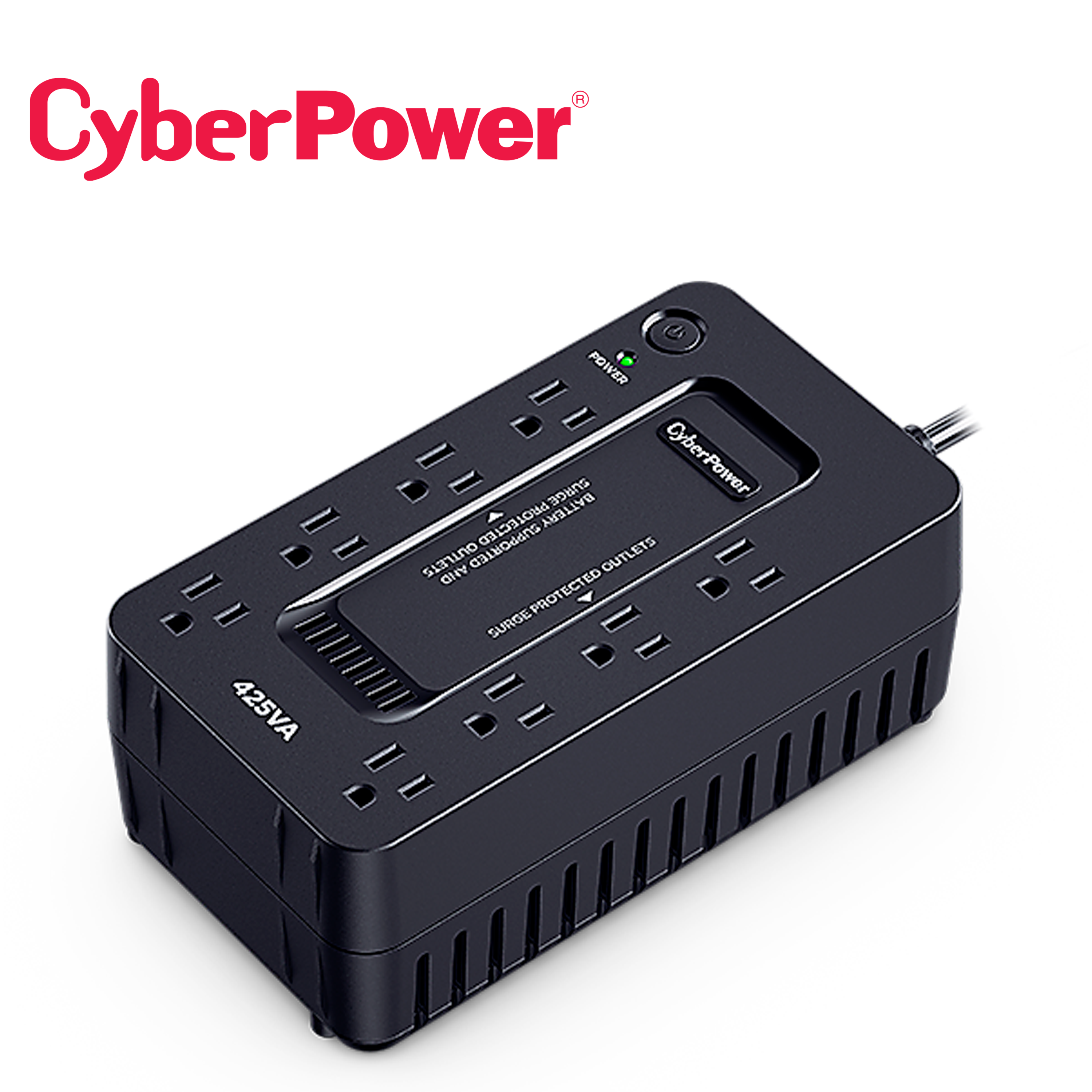 UPS CYBERPOWER ST425 425VA / 260W / STANDBY / SOFTWARE DE ADMINISTRACION POWERPANEL PERSONAL EDITION / TECNOLOGIA GREENPOWER UPS / GABINETE COMPACTO / 8 SALIDAS NEMA 5-15R / 4 CON RESPALDO DE BATERIA Y 4 CON SUPRESION / 890 JOULES / PUERTO USB