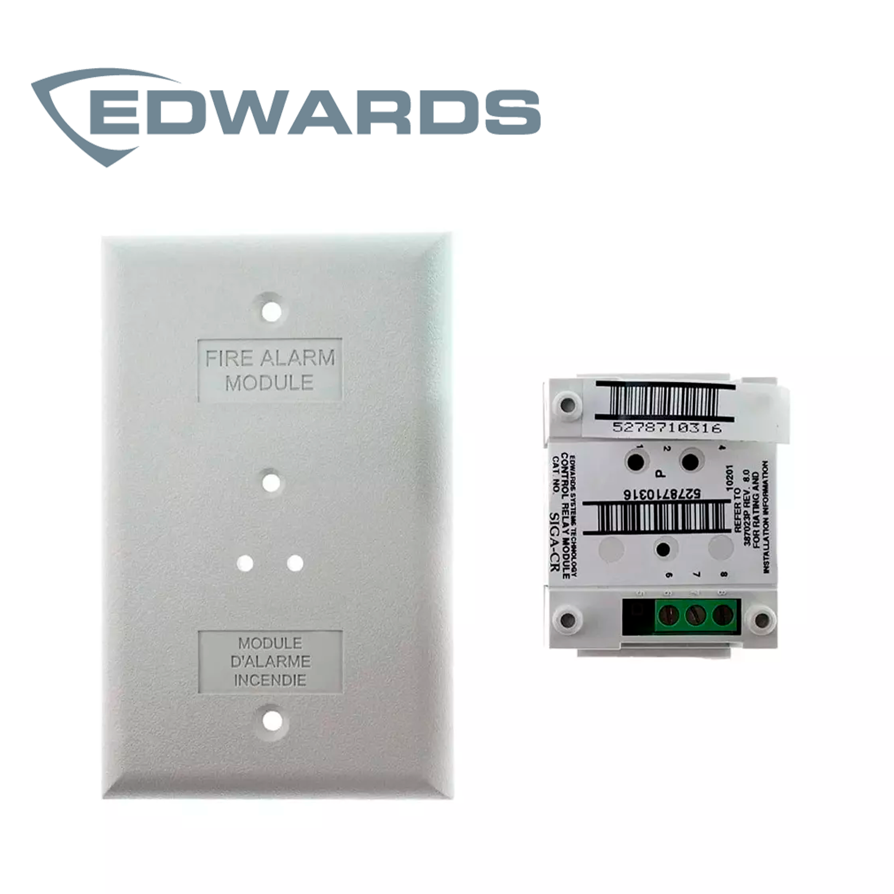 MODULO DE RELEVADOR DE CONTROL EDWARDS SIGA-CR /  FUNCIONAMIENTO NORMALMENTE ABIERTO O NORMALMENTE CERRADO / CORRIENTE NOMINAL: 2 AMPERIOS (24 V CC)