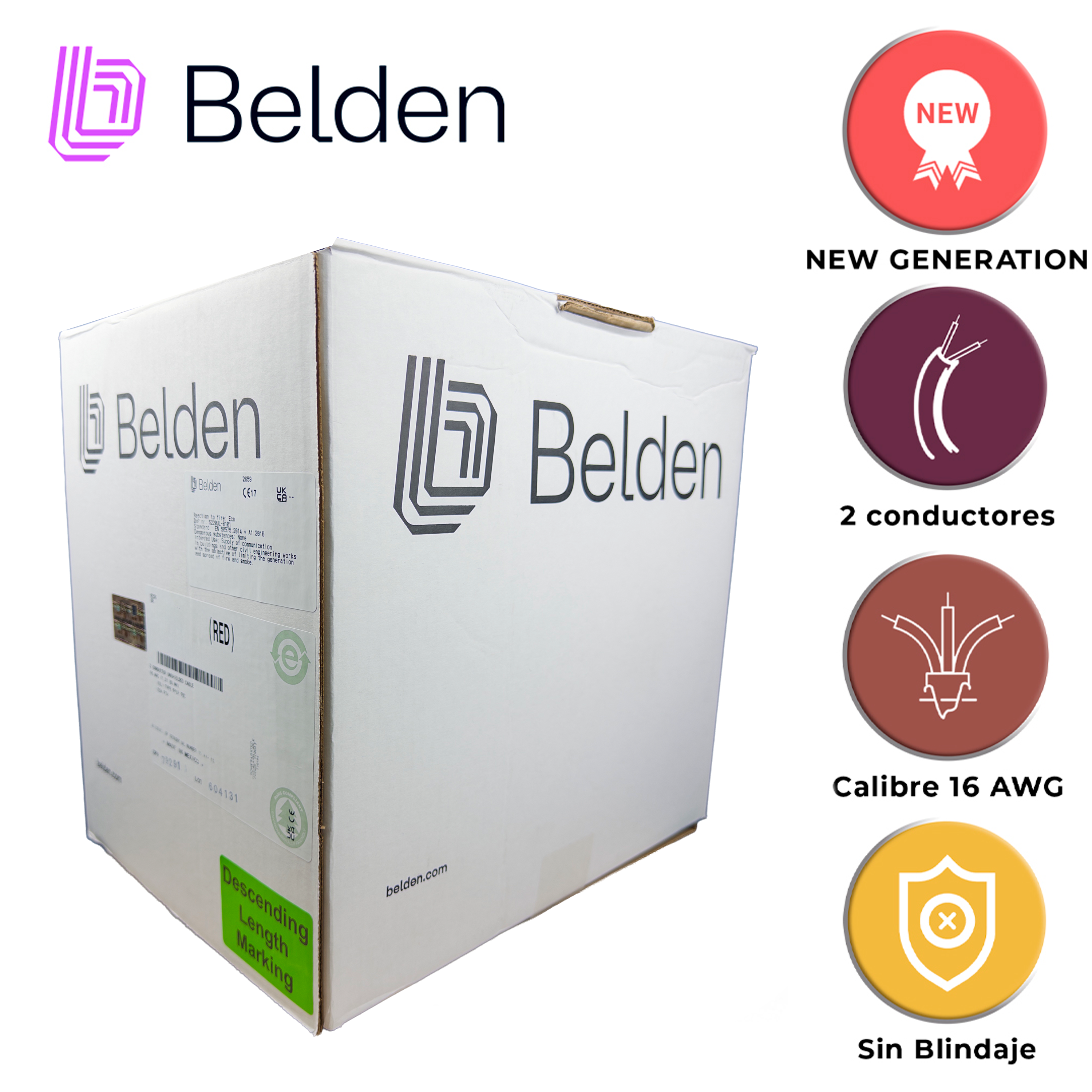 CABLE DE SEGURIDAD Y SONIDO BELDEN 5100UE 008U1000 / INTERIOR / GRIS / 2 CONDUCTORES / 14 AWG / MULTIFILAR / FORRO PVC / CMR - CL3R - FPLR / EN CAJA / 1,000 PIES 305 METROS