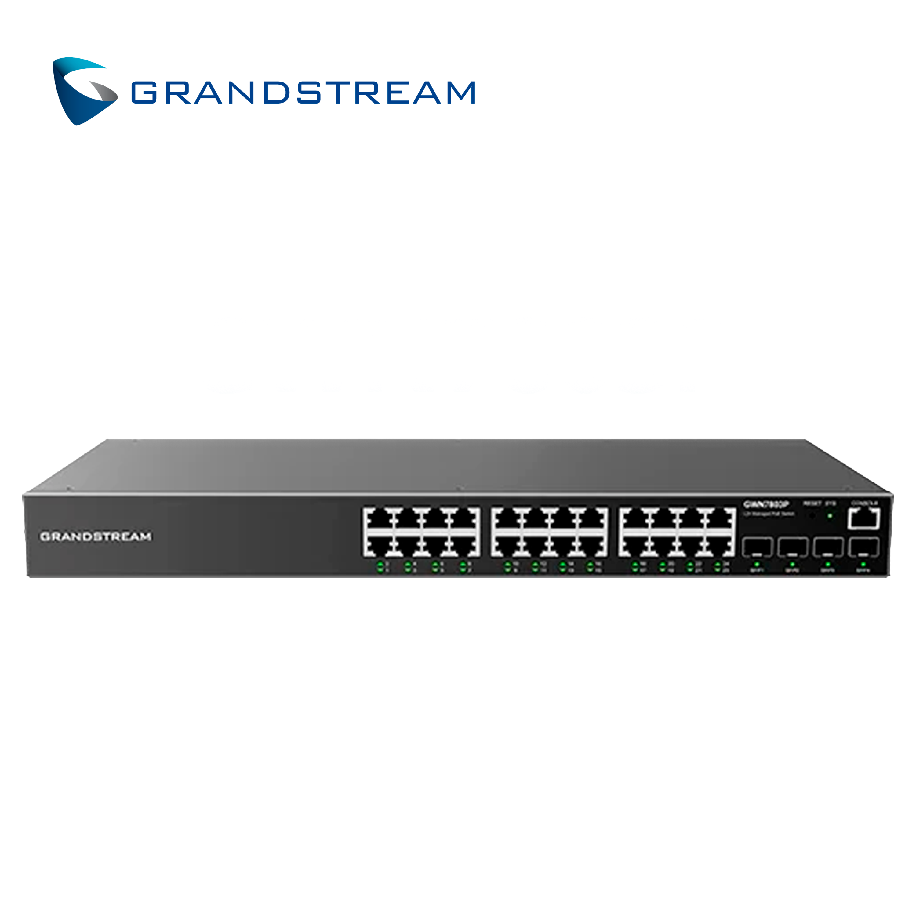 GWN7803PL PRO SWITCH POE ADMINISTRABLE GRANDSTREAM CAPA 2+ / 24 PUERTOS GIGABIT ETHERNET POE/POE+/POE++ / 2 PUERTOS SFP+ DE 10 GIGABIT / PRESUPUESTO POE DE 299.2W / HASTA 30W POR PUERTO POE / VLAN / QOS / LACP / STP/RSTP/MSTP / ENRUTAMIENTO ESTATICO / ADMINISTRACION LOCAL Y EN LA NUBE
