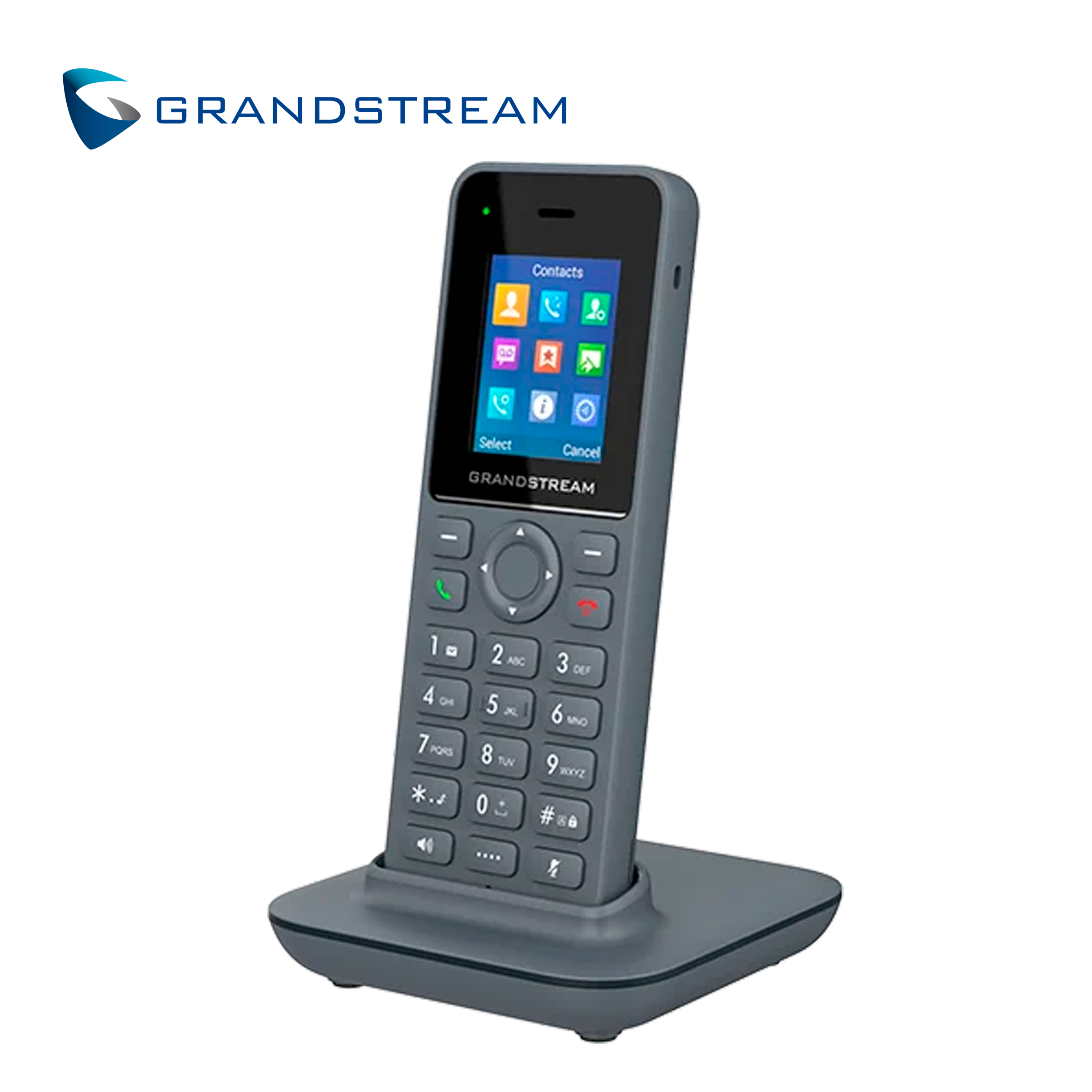 TELEFONO IP INALAMBRICO DECT GRANDSTREAM DP725 / PANTALLA TFT COLOR 1.8" / AUDIO HD / HASTA 20 CUENTAS SIP / 20 LINEAS / ALCANCE HASTA 400 M EXTERIOR Y 50 M INTERIOR / CONFERENCIA 3 VIAS / PUSH-TO-TALK / BATERIA HASTA 50 H DE CONVERSACION / COMPATIBLE CON BASES DP750, DP752 Y DP755