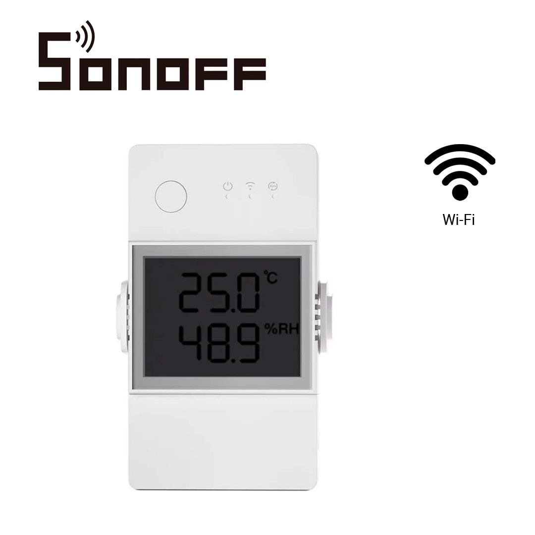 INTERRUPTOR INTELIGENTE CON MONITOREO DE TEMPERATURA Y HUMEDAD SONOFF THR320D CON DISPLAY CONEXION WIFI 2.4GHZ SOPORTA HASTA 20A COMPATIBLE CON ASISTENTES VIRTUALES