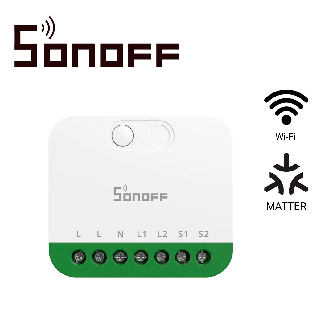 MINI INTERRUPTOR INALAMBRICO SONOFF MINI-2GS / MATTER / WIFI 2.4GHZ/ 2 CANALES INDEPENDIENTES / CARGA  TOTAL  DE  16 AMPERE / COMPATIBLE CON  GOOGLE HOME / ALEXA / APPLE HOME / HOME ASSISTANT