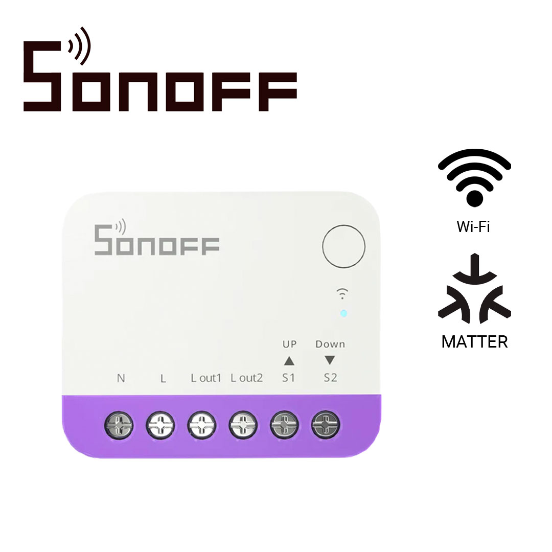 MINI INTERRUPTOR ON/OFF  WIFI PARA PERSIANAS SONOFF MINI-RBS  COMPATIBLE CON GOOGLE HOME/ ALEXA/APPLE HOME / MATTER / CONTROLABLE DESDE  LA APP / WIFI 2.4 GHZ/ CARGA DE 1 AMP MAXIMO