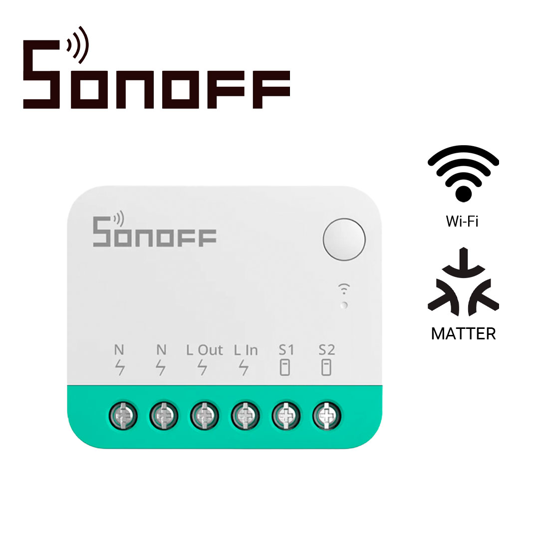 MINI INTERRUPTOR INWALL  ON/OFF SONOFF MINIR4M /  WIFI 2.4GHZ/ MATTER / CONTROLA  UN APAGADOR / SOLUCION DE SMART HOME / COMPATIBLE  CON GOOGLE HOME / ALEXA / APPLE HOME /CORRIENTE  MAXIMA  10 AMP