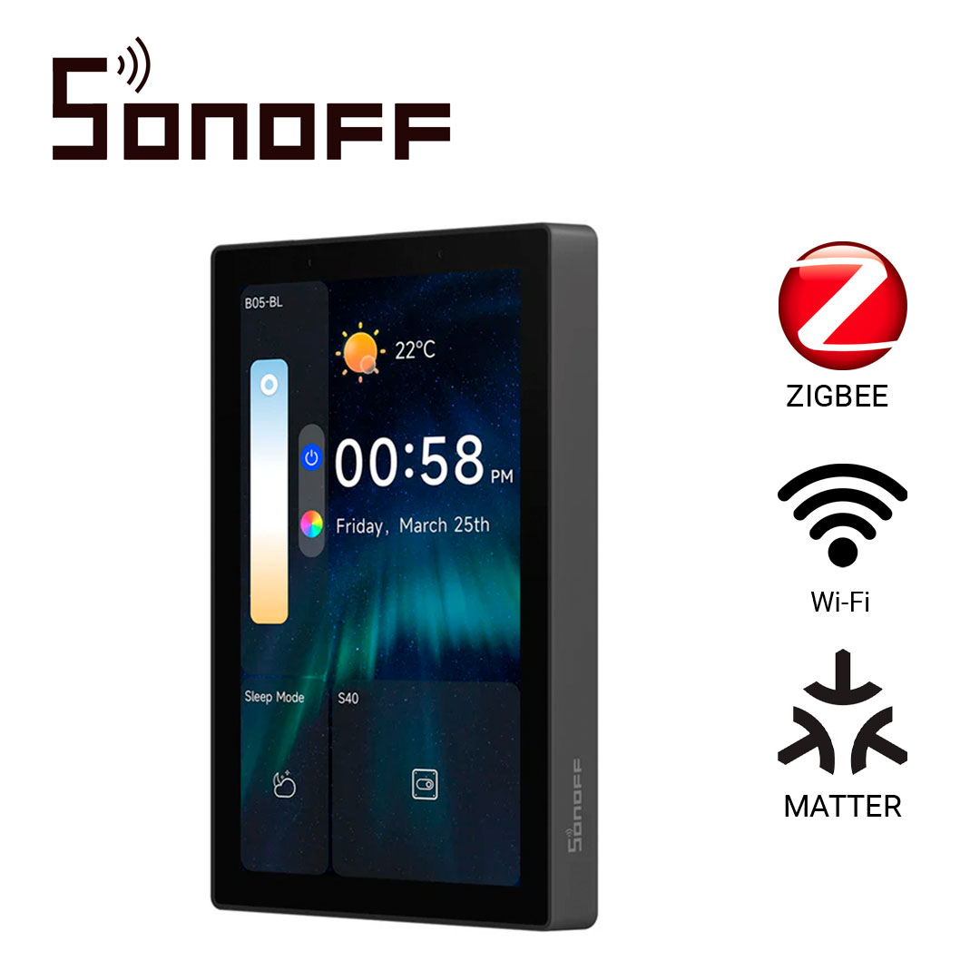 PANEL DE CONTROL PARA CASA INTELIGENTE SONOFF NSPANEL120PB/ COLOR NEGRO/ PANTALLA TOUCH DE 4.7 PULGADAS / HUB ZIGBEE 3.0 INTEGRADO / AGREGA DISPOSITIVOS ZIGBEE DIRECTAMENTE DESDE LA PANTALLA/ COMPATIBLE CON ASISTENTES  DE  VOZ