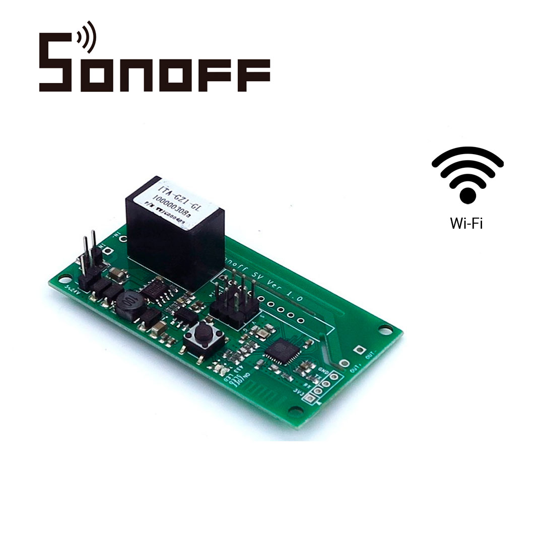 MODULO INTERRUPTOR INTELIGENTE SONOFF SV DE BAJO VOLTAJE 5 A 24V COMPATIBLE CON ASISTENTES VIRTUALES