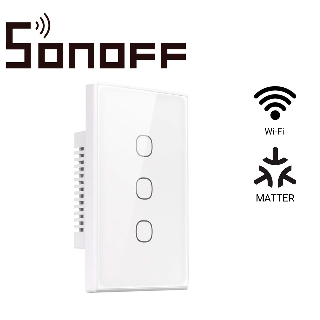 APAGADOR DE PARED TOUCH TX GEN2 SONOFF T6-3C-120M / 3CH ON/OFF INALAMBRICO / WIFI 2.4GHZ / COLOR BLANCO / MATTER COMPATIBLE APPLE HOME/ALEXA/GOOGLE HOME/SMARTTHINGS/IFTTT / APP IOS Y ANDROID / HASTA 10AMP POR CANAL
