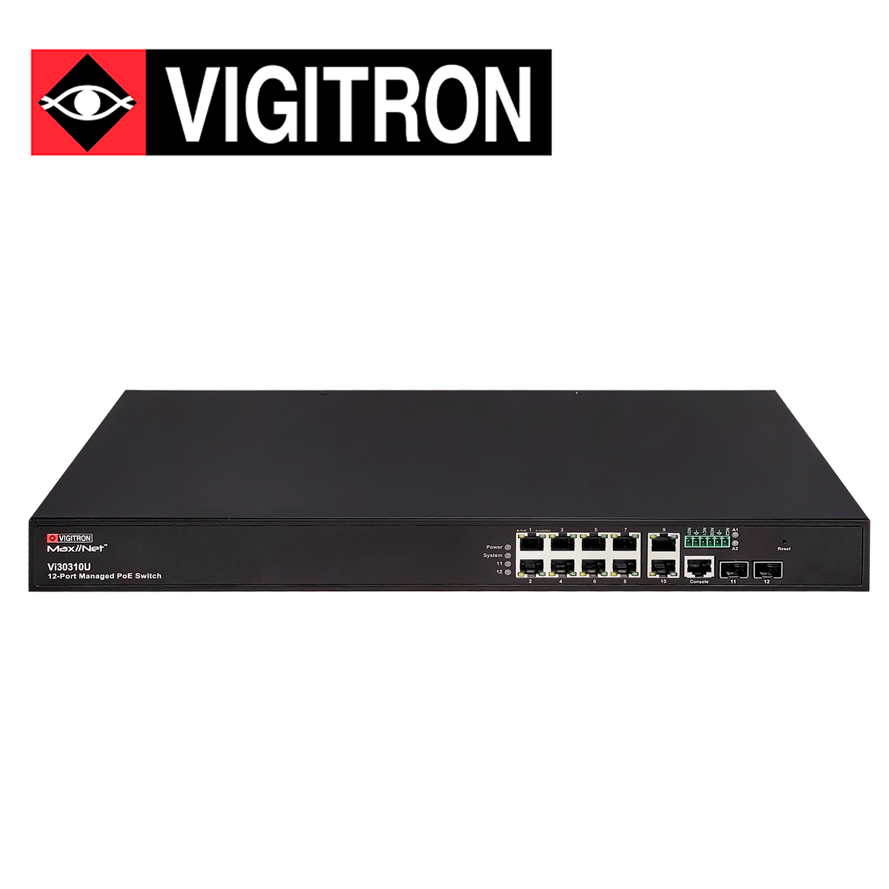 SWITCH POE ADMINISTRABLE L3 VIGITRON VI30310U / 8 PUERTOS RJ45 10M/100M/1000M / 2 PUERTOS COBRE 2.5G /2 PUERTOS SFP 2.5G / 8 PUERTOS POE 90W 802.3 BT / 730W - Código: VI30310U | Compra en Guadalajara